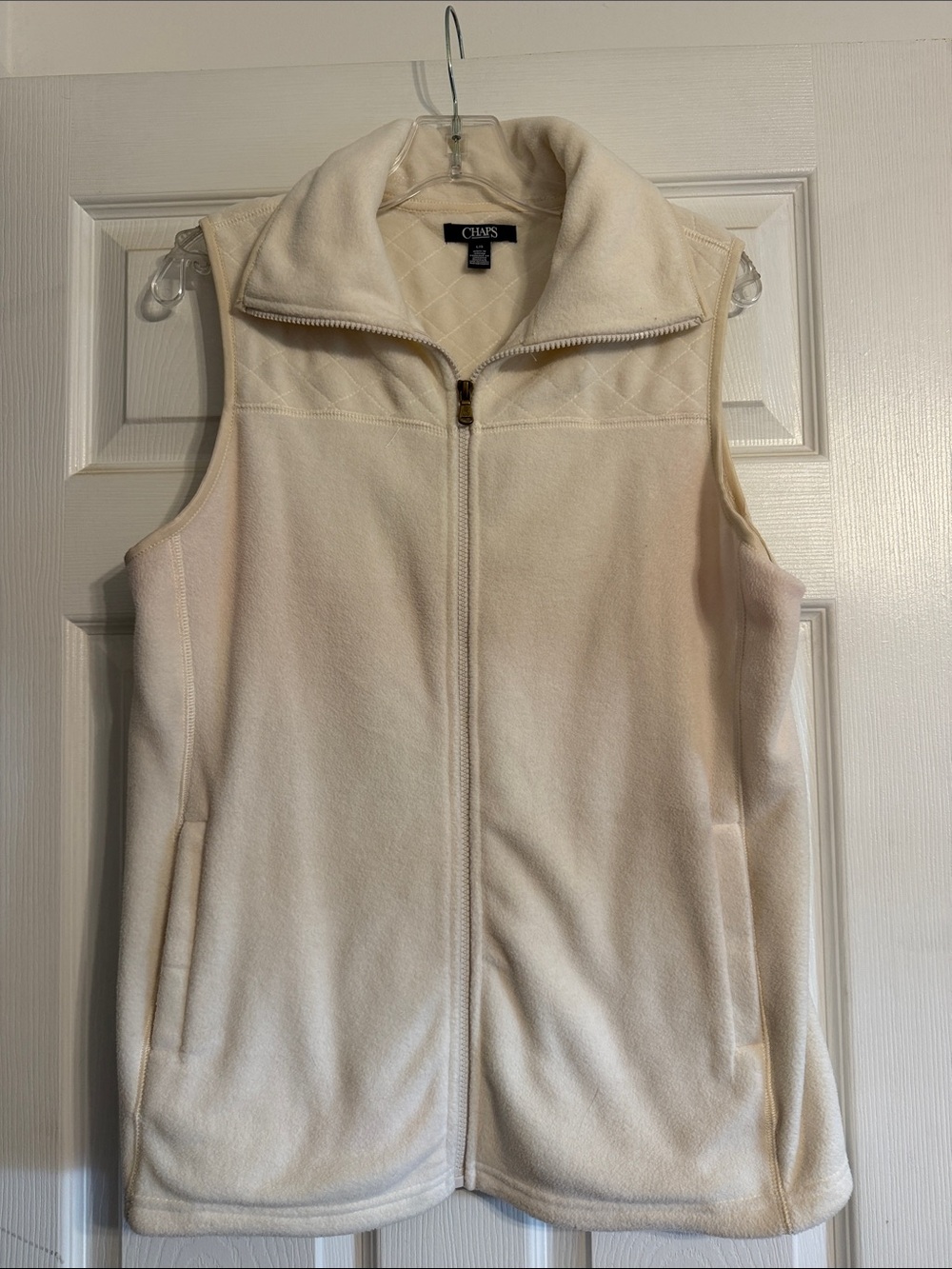 Chaps Cream Fleece Zip Vest